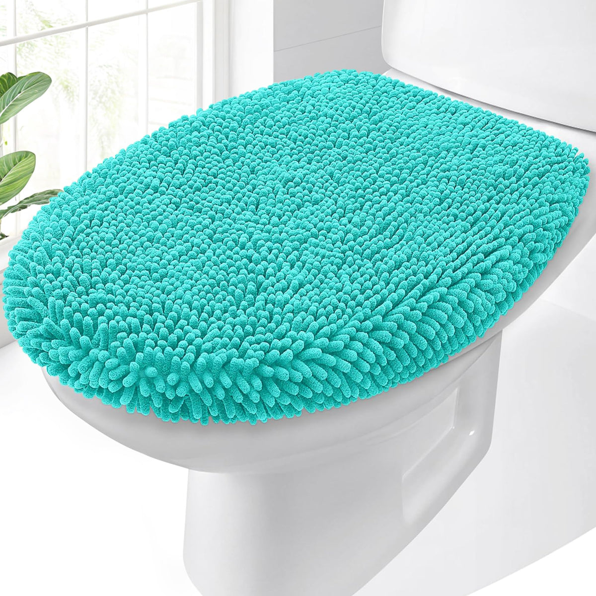 OLANLY Soft Chenille Bathroom Toilet Lid Cover, 17.5x15, Gray