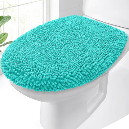 OLANLY Soft Chenille Bathroom Toilet Lid Cover, 17.5x15, Gray