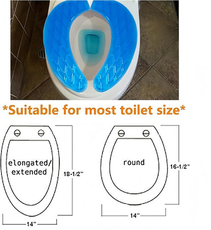 Bule Gel Toilet Seat Cover Cushion Pad Washable Portable Padded Riser Comfort for Elderly Handicapped
