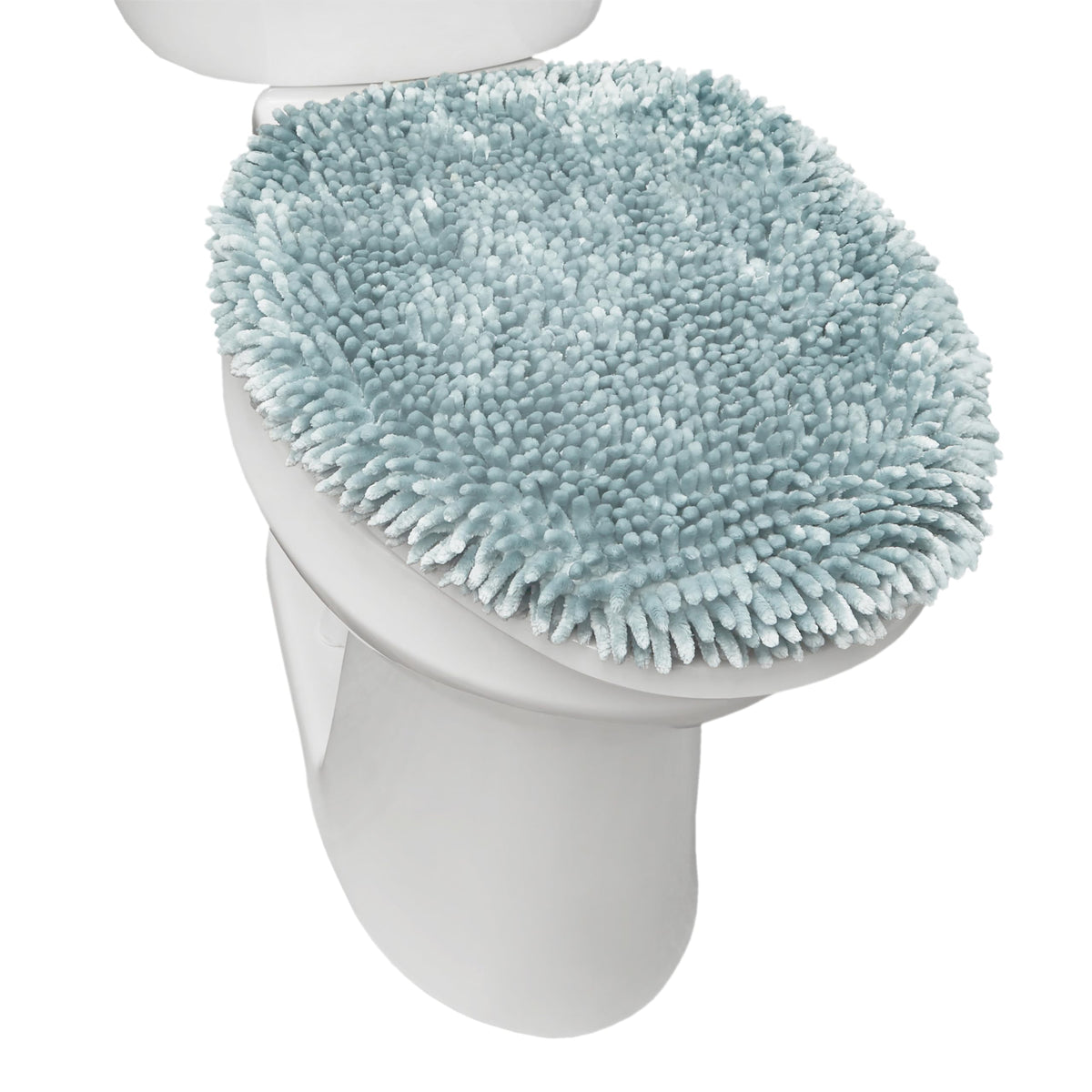 Town & Country Basics Chenille Toilet Lid Cover, Plush Soft Washable, Blue