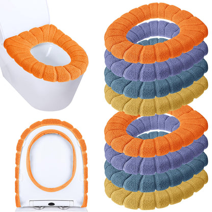 Moukeren 8 Pcs 11.8'' Thicker Bathroom Commode Seat Covers, Simple Colors