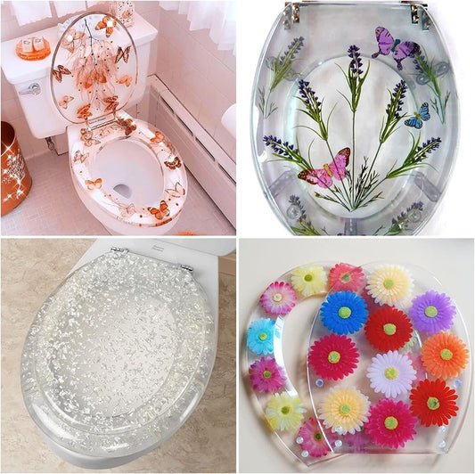 Epoxy Resin Silicone Molds Set Round Toilet Seat with Slow Close Hinges Never Loosen Heavy Duty Easy Clean 14 Inch Lid Cover