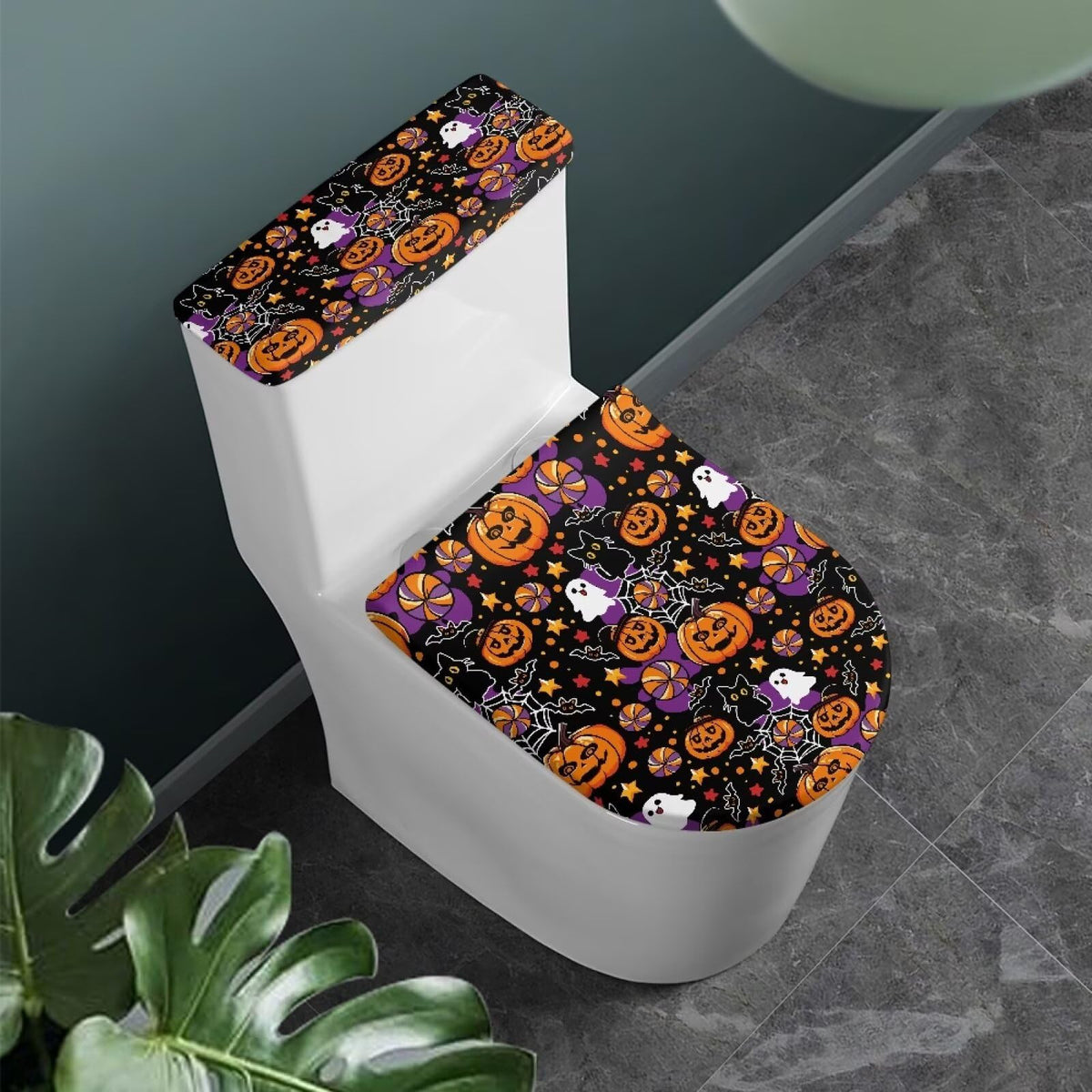 Gray Marble Toilet Cover Set 2 Pack Toilet Seat and Tank Lid Cover Replacement Universal with Elastic Bottom Easy to Clean Bathroom Home Indoor Decoration