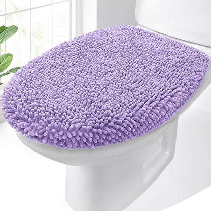 OLANLY Soft Chenille Bathroom Toilet Lid Cover, 17.5x15, Gray