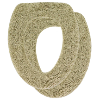 Soft Toilet Seat Cover - Plush & Thick Fabric Toilet Seat Warmer for Round & Elongated 14x18" Toilet Seats - Reusable, Machine-Washable, Easy-Install - Gift-Ready Packaging - Frost Gray