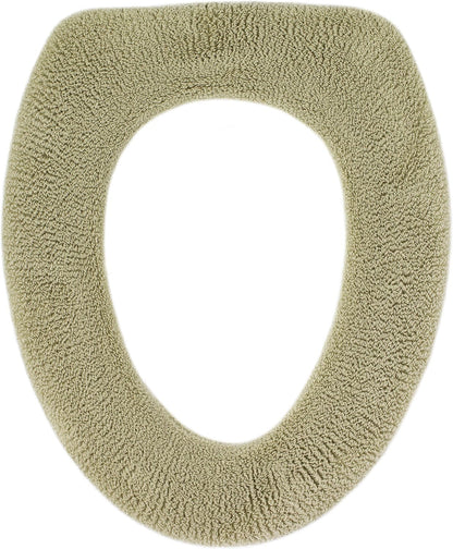 Soft Toilet Seat Cover - Plush & Thick Fabric Toilet Seat Warmer for Round & Elongated 14x18" Toilet Seats - Reusable, Washable, Easy-Install - Gift-Ready Packaging - Eucalyptus Green