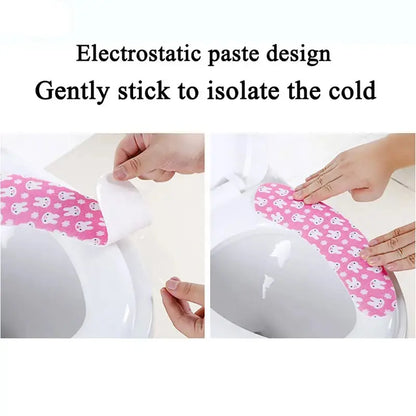Silicone World 1 Pair Reusable Warm Toilet Seat Filling Washable Bathroom Mat Seat Cover Thick Cartoon Sticky Toilet Cushion