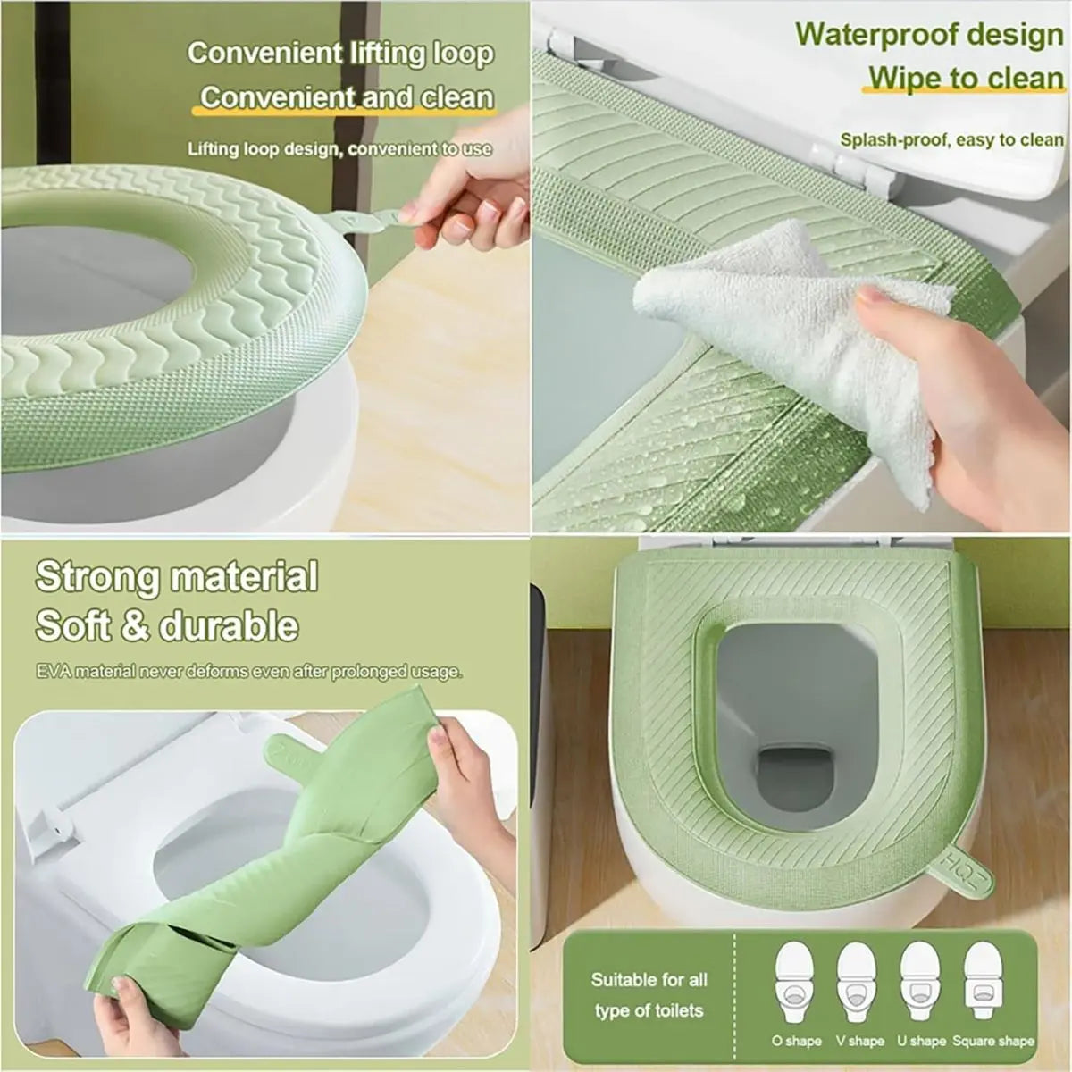 Waterproof Toilet Seat Cushion, 2024 New Cover Pads, Reusable EVA Padded Seat, Washable for Home Hotel (Pink+Gray)