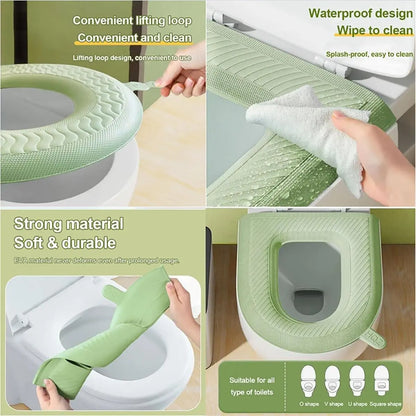 Waterproof Toilet Seat Cushion, 2024 New Cover Pads, Reusable EVA Padded Seat, Washable for Home Hotel (Pink+Gray)