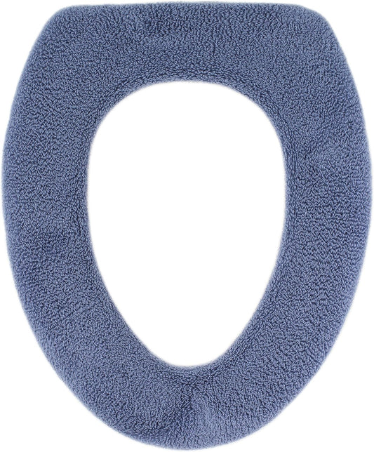 Soft Toilet Seat Cover - Plush, Thick Fabric Toilet Seat Warmer for Round & Elongated 14x18" Toilet Seats - Reusable, Machine-Washable, Easy-Install - Gift-Ready Packaging - Infinity Blue