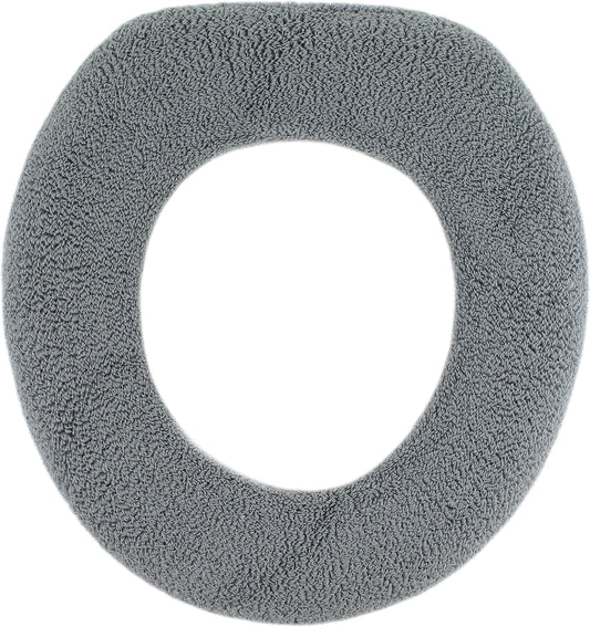 Soft Toilet Seat Cover - Plush & Thick Fabric Toilet Seat Warmer for Round & Elongated 14x18" Toilet Seats - Reusable, Machine-Washable, Easy-Install - Gift-Ready Packaging - Frost Gray