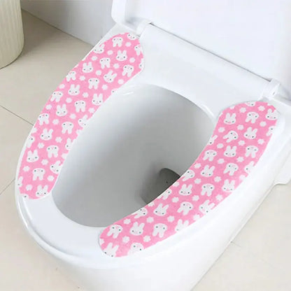 Silicone World 1 Pair Reusable Warm Toilet Seat Filling Washable Bathroom Mat Seat Cover Thick Cartoon Sticky Toilet Cushion