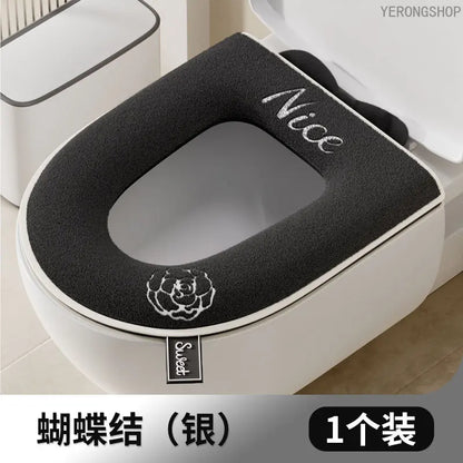 Chic Zipper Toilet Seat Cushion, Waterproof All Season Universal Toilet Pad, Soft Comfortable Household Bathroom Accessories, Easy Install & Washable Toilet Seat Cover, Practical Home Supplies for Daily Bathroom Use
