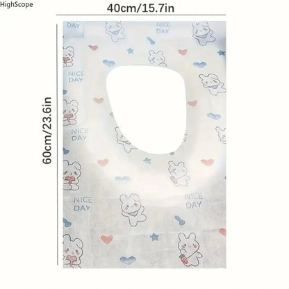 30Pcs Disposable Toilet Seat Covers, Cute Rabbit Heart Portable Toilet Seat Protectors for Travel Public Restrooms