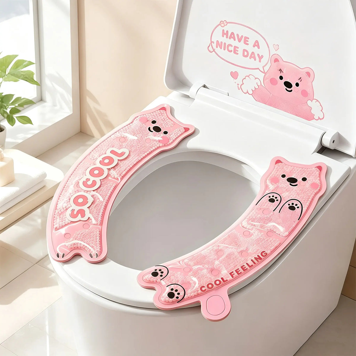 Cool Gel Toilet Seat Pad, Summer Non-Sticky Waterproof Adhesive Toilet Liner, Essential Summer Toilet Mat, No Wash Required, Comfortable & Hygienic