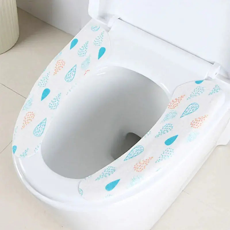 Silicone World 1 Pair Reusable Warm Toilet Seat Filling Washable Bathroom Mat Seat Cover Thick Cartoon Sticky Toilet Cushion