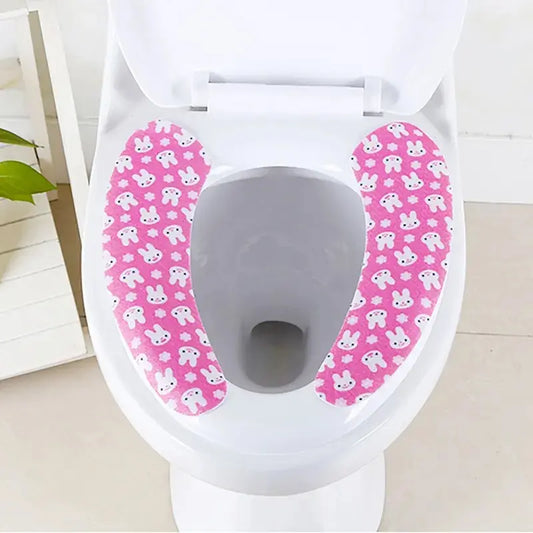 Silicone World 1 Pair Reusable Warm Toilet Seat Filling Washable Bathroom Mat Seat Cover Thick Cartoon Sticky Toilet Cushion